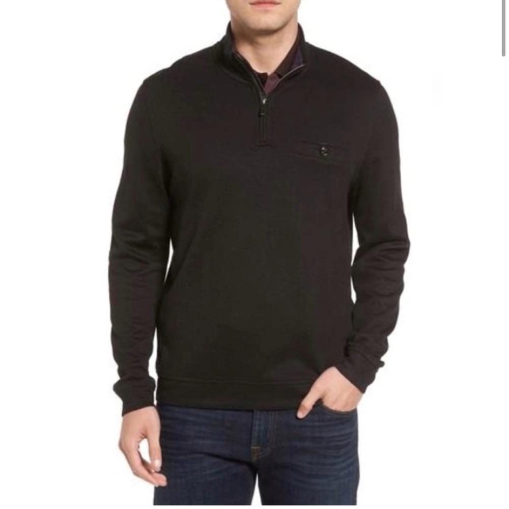 Ted Baker London 'Valerio' Quarter Zip Pullover in black